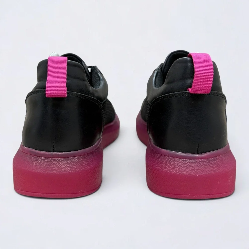 Juicy Couture Demi Sneakers Womens 9 Black Pink Platform Mesh Logo Lace Charms